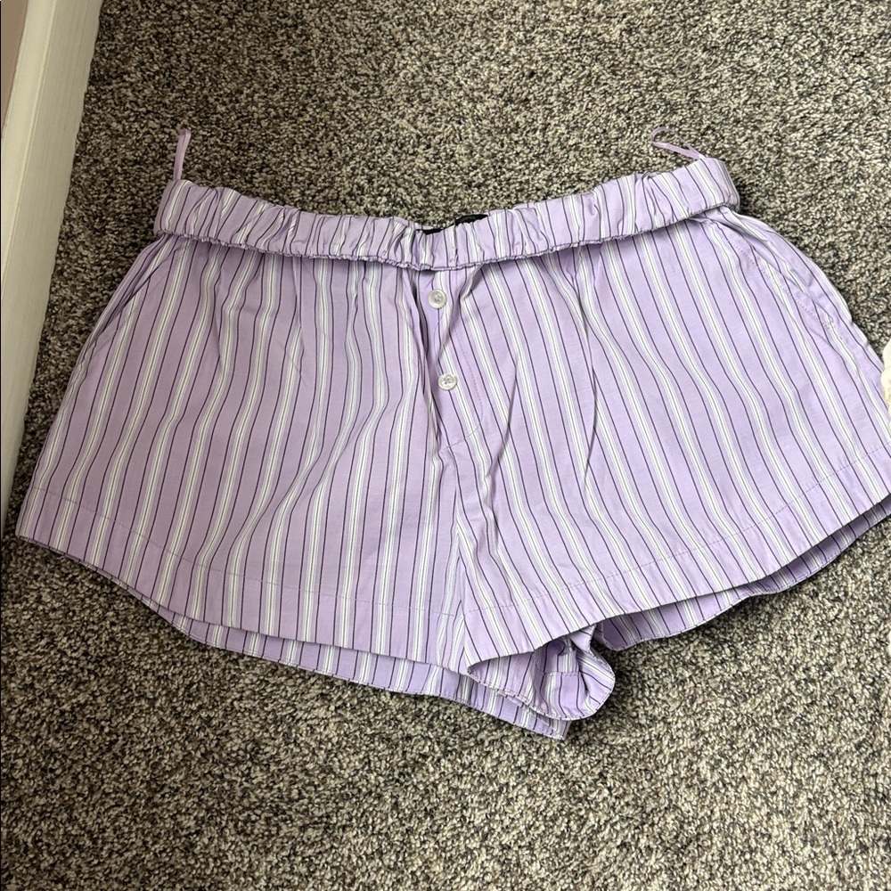 Zara Turn-Up Waist Mini Shorts Purple Size Small